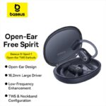 هدفون مشکی باسئوس Eli Sport 1 روی گوش کاربر