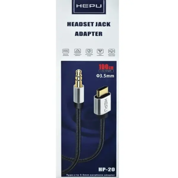 کابل تبدیل تایپ‌سی به AUX هپو مدل HP-20 روی سطح سفید