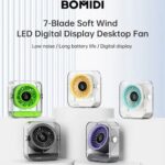 پنکه شارژی BOMIDI مدل DF03 با رنگ سبز و طراحی مینیمال