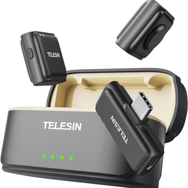 نمای نزدیک میکروفون یقه‌ای بی‌سیم TELESIN مدل P5-MCP-01