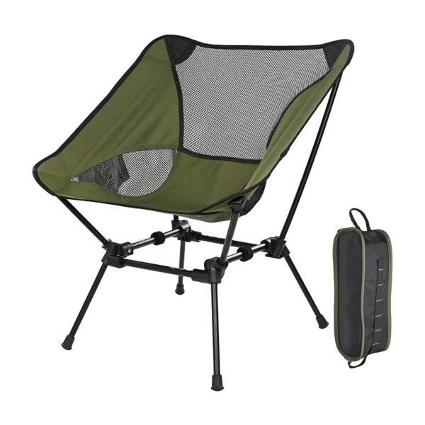 نمای روبرو صندلی طبیعت گردی تاشو Milicamp مدل MLY9816 در رنگ سبز