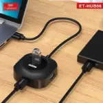 اتصال چند دستگاه به هاب USB ارلدام مدل HUB06 روی میز کار