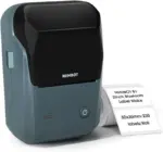 ابعاد کوچک پرینتر لیبلزن NIMBOT B1 SERIES در کنار دفترچه یادداشت