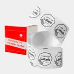 نمای نزدیک لیبل چسبی حرارتی گرد Phomemo مدل XY5050-140
